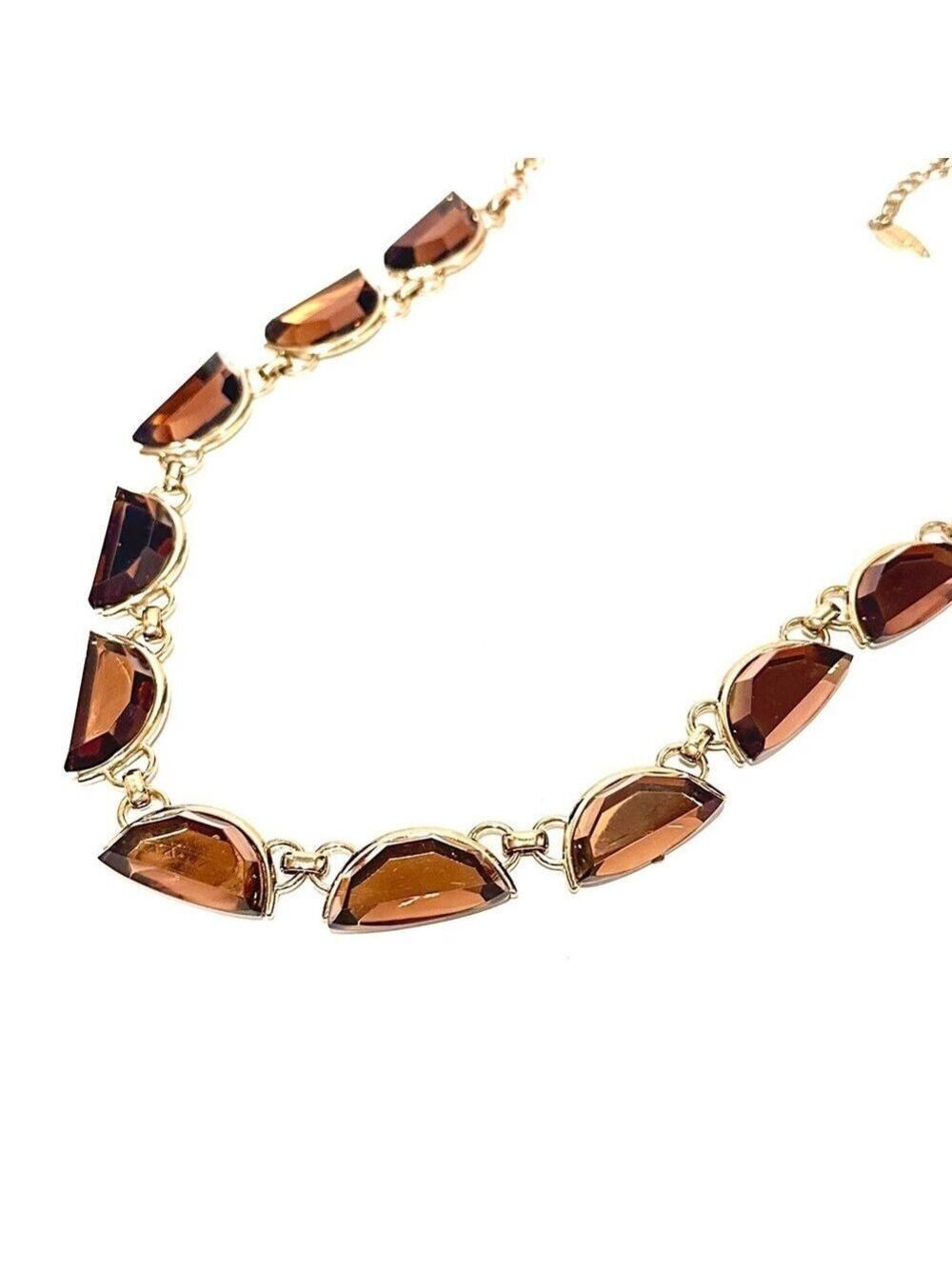 COLDWATER CREEK Brown Crystal Crescent Long Gold Necklace | NWT - Picture 4 of 8